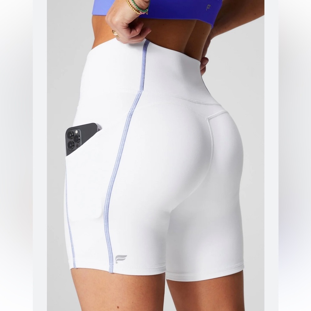 Fabletics Women's White High-Waisted Shorts​ - Picture 3 of 7